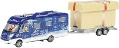 SCH25828 - Camping car Christmas 2010 HYMERMOBIL avec paquet cadeau géant sur remorque 2 essieuxant