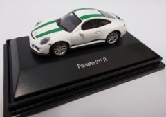 SCH26300 - Voiture de sport PORSCHE 911 R couleur blanche avec des bandes vertes