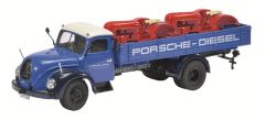 SCH3167 - Camion 4x2 MAGIRUS S6500 plateau avec un chargement de 2 tracteurs PORSCHE