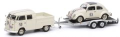 SCH3742 - Véhicule combi pick-up VOLKSWAGEN T1B avec porte voiture et  VW beetle du film un amour de coccinelle Choupette