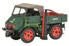 SCH8958 - Camion MERCEDES Unimog 2010 plateau équipé d'une barre de coupe modèle en résine