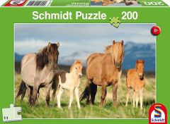 SCM56199 - Puzzle de 200 Pièces Dimensions : 43x29 cm - Famille de chevaux