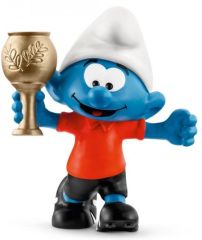 SHL20807 - Figurine de l'univers des SCHTROUMPFS - Schtroumpf footballeur avec trophée