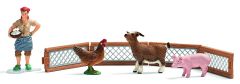 SHL21053 - Figurine et accessoires de l'univers des animaux de la Ferme - Fermière avec animaux