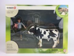 SHL21054 - Figurine de l'univers des animaux de la ferme - Fermier avec Taureau et cochon
