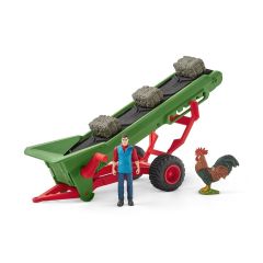 SHL42377 - Accessoires de l'univers des animaux de la ferme - Bande transporteuse de foin avec fermier et Coq