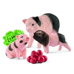 SHL42422 - Figurine de l'univers des animaux de la ferme - Cochon Nain Femelle et Cochonnets