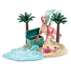 SHL42436 - Figurine et accessoire de l'univer BAYALA - Ile au trésor avec maman et bébé dragon