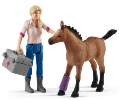 SHL42486 - Figurines et accessoires de l'univers des animaux de la ferme - Visite du vétérinaire pour Jument et Poulain