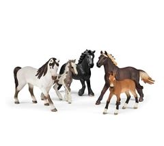 SHL72113 - Figurines de l"univers des animaux de la ferme - Pack de 5 Chevaux