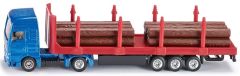 Camion 4x2 MAN LKW et remorque porte grume 3 essieux avec rondins