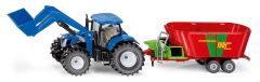 Tracteur NEW HOLLAND T7070 avec chargeur et mélangeuse Verti-mix 1801 STRAUTMANN