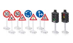 Ensemble de feux tricolores et de panneaux routiers