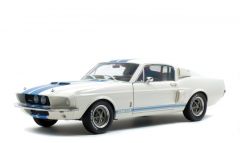 SOL1802901 - Voiture de couleur Blanche avec bandes bleue - SHELBY MUSTANG GT500 - 1967