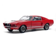 SOL1802902 - Voiture de couleur rouge avec bandes Blanches - SHELBY MUSTANG GT 500 - 1967