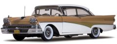 SUN5284 - Voiture berline américaine FORD Fairlane 500 Hard Top de 1958 couleur beige et blanche