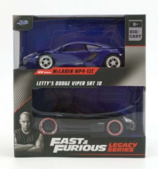 JAD35694 - Voiture du film Fast & Furious - Twin Pack - McLAREN MP4 12C couelur bleu et DODGE Viper SRT de couleur noire