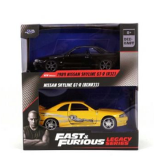 JAD35696 - Voiture du film Fast & Furious - Twin Pack - NISSAN Skyline TT-R R32 1989 couleur Noir et NISSAN Skyline GT-R R33 de couleur jaune