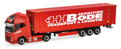 HER319249 - Camion avec porte container 40 pieds 3 essieux HH BODE - VOLVO FH GL XL Electric 4x2