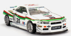 MGTKHMG167 - Voiture de 1999 de couleur blanc - NISSAN Skyline GT-R R34 X Tamiya The Grasshoper V1