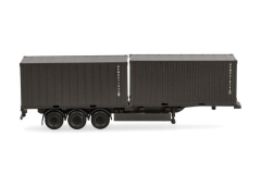 HER747240 - Remorque 3 essieux porte container avec 2 containers 20 pieds BUNDESWEHR