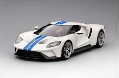 TS0093 - Voiture de couleur blanche avec bandes bleues - FORD GT Forzen- édition limitée à 999 unités
