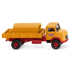 WIK043802 - Camion plateau Mercedes-Benz LAK avec réservoir de couleur Jaune et rouge BOLLING