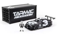 T64-008-4A3W - Voiture avec container et figurine de couleur blanche et noire - MERCEDES AMG GT3 #3 2018