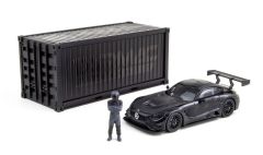 T64-008-4A4B - Voiture avec container et figurine de couleur noire - MERCEDES AMG GT3 #3 2018