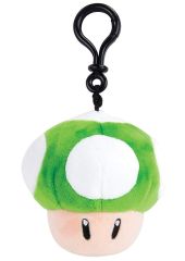 T12970 - Clip Peluche à accrocher partout - MARIOKART Champignon de couleur vert et blanc