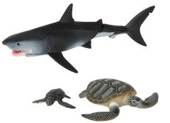 T16057 - 3 Figurines articulées de l'univers d'ANIA - une requin , une tortue et son petit