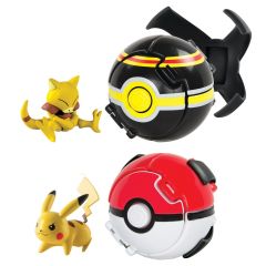 T19088D - Set de combat POKEMON avec 2 POKE BALL et 2 Figurine ABRA vs PIKACHU