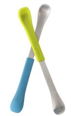 Accessoires pour bébé - Set de 2 Cuillères 2 en 1 couleurs verte