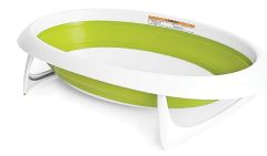 Accessoire pour bébé - Baignoire pliable 2 positions de 0 à 18 mois couleurs Verte et blanche - Dimensions :46.4x83.8x16.5 cm