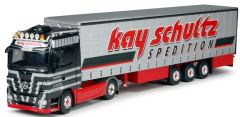 TEK62372 - Camion 4x2 MERCEDES ACTROS LH MP3 et remorque 3 essieux aux couleurs Kay Schultz