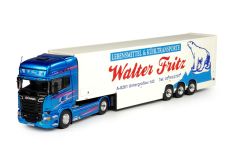 TEK68902 - Camion SCANIA R13 Topline  avec remorque double pont aux couleurs du transporteur WALTER FRITZ