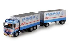 TEK69959 - Camion 6x4 VOLVO F16 Globetrotter porteur baché et sa remorque 2 essieux aux couleurs de la société OP TRANS
