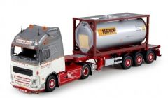 TEK70637 - Camion porte container Volvo FH04 GL XL avec container citerne 20ft. aux couleurs du transporteur L. DE KRAKER