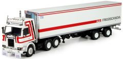 TEK71201 - Camion 6x2 SCANIA 142 et remorque frigo 2 essieux aux couleurs transport Frigoscandia