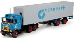 TEK71271 - Camion américain 6x4 MACK F700 et remorque caisse rigide 2 essieux aux couleurs Overdorp