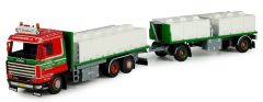 TEK73728 - Camion 6x2 porteur SCANIA R143 Topline pour transport de poissons avec remorque aux couleurs des transports Donslund