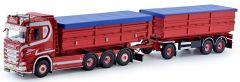 TEK74547 - Camion porteur benne déposable SCANIA NGS R-serie Highline avec sa remorque aux couleurs des transports Sejer En Sonnichsen