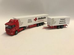 HERTIELBEKE - Camion tracteur SCANIA R avec deux remorques TIELBEKE