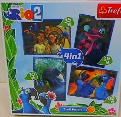 TRF34225 - 4 Puzzles du dessin animé RIO 2  de de 35, 48 , 54 et 70 Pièces - Dimensions 20.5 x 28.5 cm