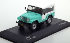 WBX234 - Voiture 4x4 JEEP CJ-5 de 1963 couleur verte à capote blanche