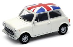 WEL22496UK-W - Voiture citadine MINI COOPER 1300 de couleur blanche avec drapeau anglais