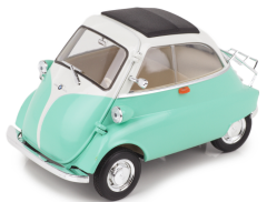 WEL24096WA - Voiture citadine BMW Isetta de couleur turquoise et blanche