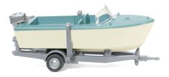 WIK009502 - Porte bateau avec bateau de couleurs bleu pastel et beige
