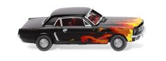 WIK020503 - Voiture cabriolet noire avec flammes - FORD Mustang