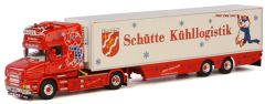 WSI01-1629 - Camion 4x2 SCANIA T Top Line version Torpedo avec semi réfrigérante aux couleurs des transports SCHUTTE KUHLLOGISTIK